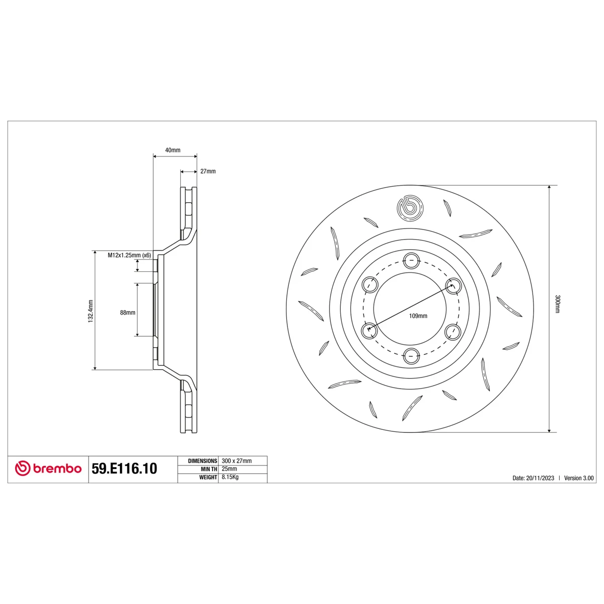 Brembo Sport Brake Disc 59.E116.10 (Front)