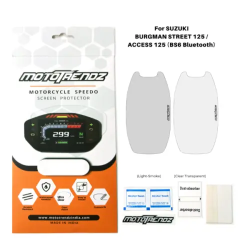 Speedo Protection Film: Motorcycle Screen Protector - Suzuki Burgman Street / Access 125 / Avenis / Vstrom SX 250 / Gixxer (BS6 Bluetooth) 2024