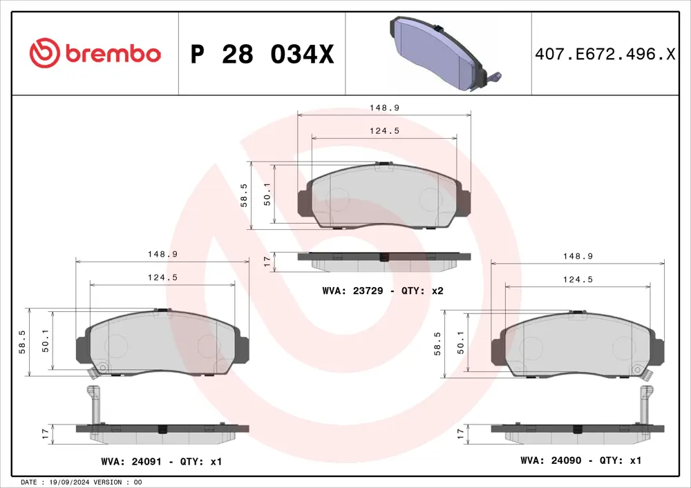 Brembo Performance Brake Pads P28034X (Front)