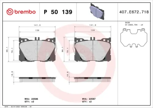 Brembo Brake Pads P50139 (Front)
