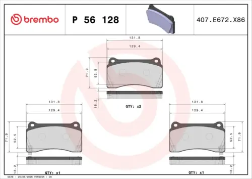Brembo Brake Pads P56128 (Rear)
