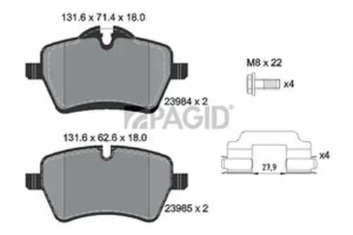 Pagid OEM Brake Pads T1598N (Front)