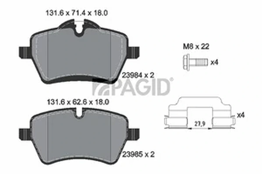 Pagid OEM Brake Pads T1598N (Front)