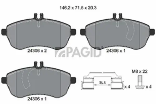 Pagid OEM Brake Pads T1622N (Front)