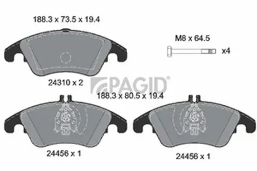 Pagid OEM Brake Pads T1624N (Front)