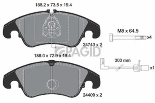 Pagid OEM Brake Pads T1748N (Front)