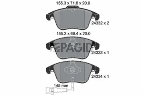 Pagid OEM Brake Pads T1783N (Front)