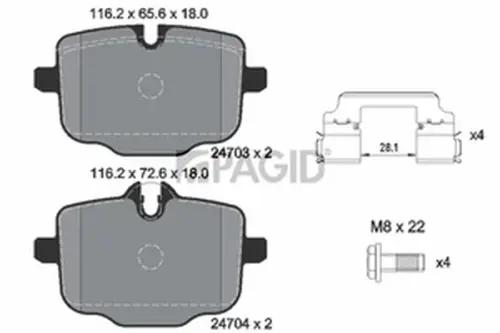 Pagid OEM Brake Pads T1819N (Rear)