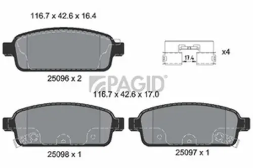 Pagid OEM Brake Pads T1957N (Rear)