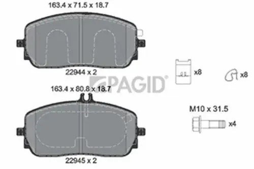 Pagid OEM Brake Pads T2799N (Front)