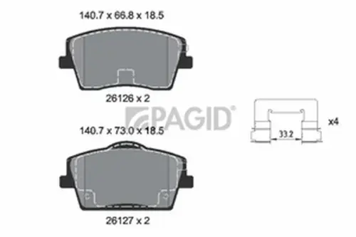 Pagid OEM Brake Pads T3177N (Front)